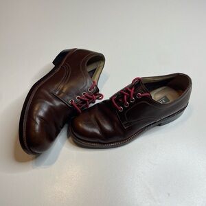 Vintage Bally Brown Leather Derby Shoes Round Toe Made In Switzerland 7.5 E US